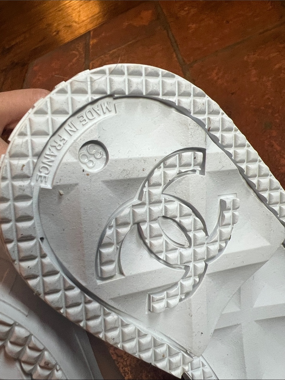 CHANEL Tan beige and White CC Logo high pull on Rubber Boots wellies 38 7.5 - Picture 6 of 8